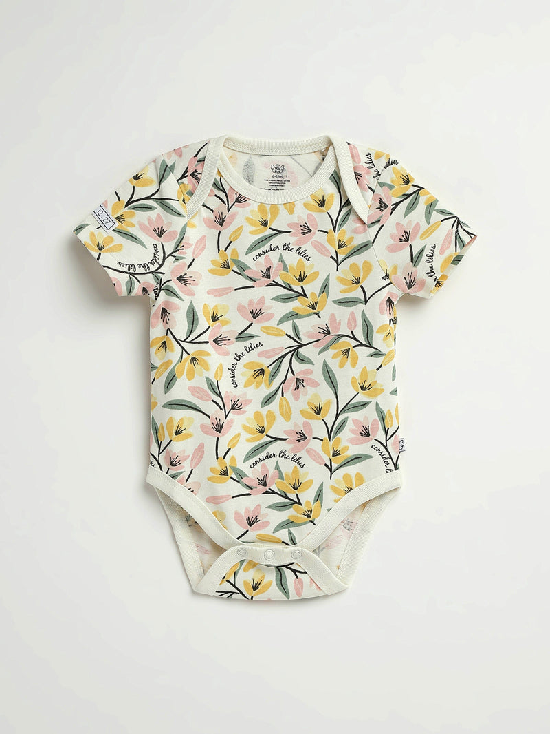 Holy Pals Bodysuit Consider the Lilies Short Sleeve Bodysuit Cotton