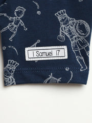 Holy Pals Bodysuit David & Goliath Sailor Blue Short Sleeve Bodysuit Cotton