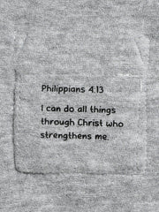 Holy Pals Bodysuit Heather Grey Prayer Pocket Long Sleeve Bodysuit Cotton