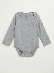 Holy Pals Bodysuit Heather Grey Prayer Pocket Long Sleeve Bodysuit Cotton