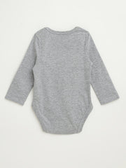 Holy Pals Bodysuit Heather Grey Prayer Pocket Long Sleeve Bodysuit Cotton