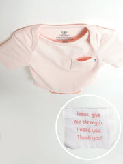 Holy Pals Bodysuit Pink Prayer Pocket Short Sleeve Bodysuit Cotton