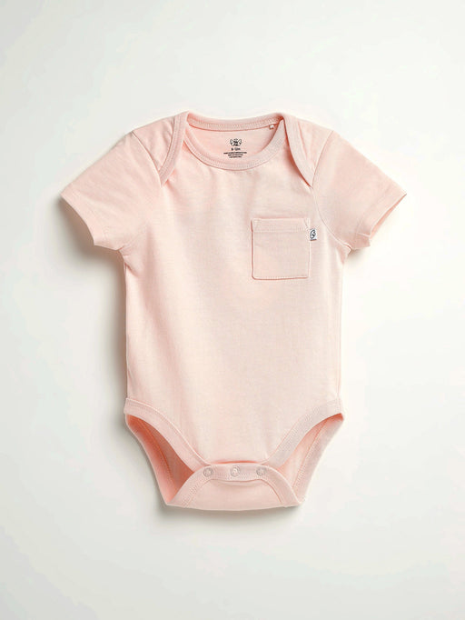 Holy Pals Bodysuit Pink Prayer Pocket Short Sleeve Bodysuit Cotton