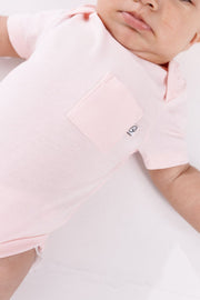 Holy Pals Bodysuit Pink Prayer Pocket Short Sleeve Bodysuit Cotton