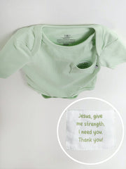 Holy Pals Bodysuit Pistachio Prayer Pocket Short Sleeve Bodysuit Cotton