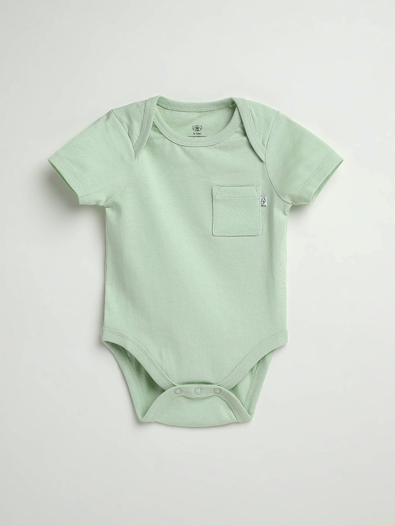 Holy Pals Bodysuit Pistachio Prayer Pocket Short Sleeve Bodysuit Cotton