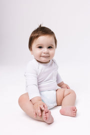 Holy Pals Bodysuit White Prayer Pocket Long Sleeve Bodysuit Cotton