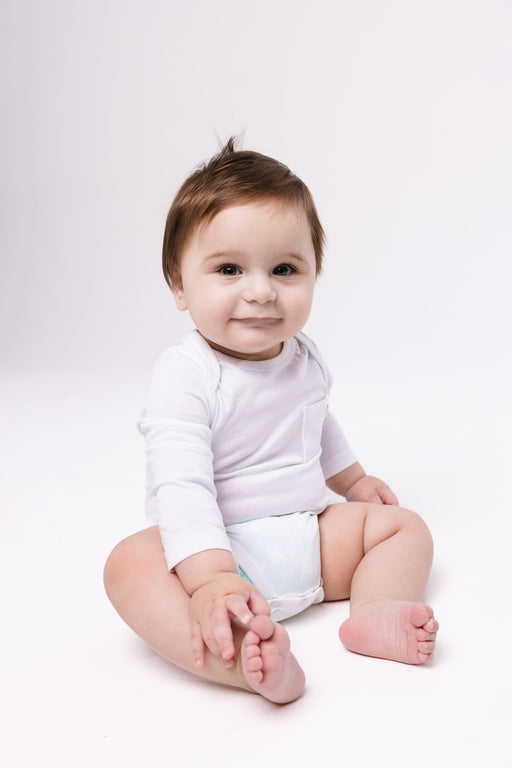 Holy Pals Bodysuit White Prayer Pocket Long Sleeve Bodysuit Cotton