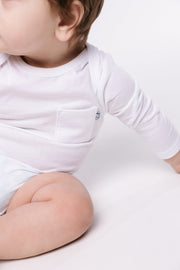 Holy Pals Bodysuit White Prayer Pocket Long Sleeve Bodysuit Cotton