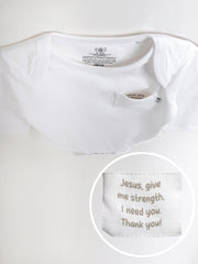 Holy Pals Bodysuit White Prayer Pocket Long Sleeve Bodysuit Cotton