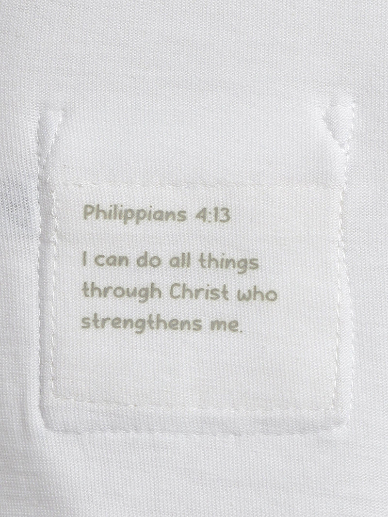 Holy Pals Bodysuit White Prayer Pocket Long Sleeve Bodysuit Cotton