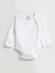Holy Pals Bodysuit White Prayer Pocket Long Sleeve Bodysuit Cotton