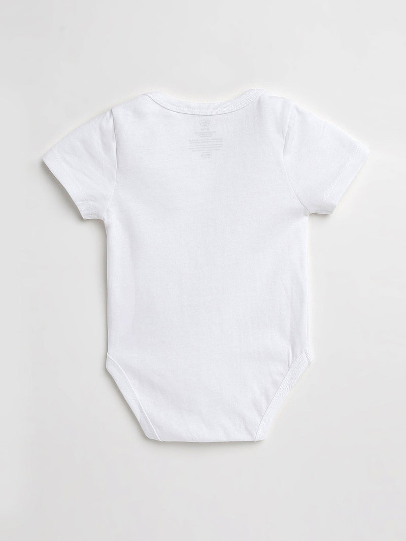 Holy Pals Bodysuit White Prayer Pocket Short Sleeve Bodysuit Cotton