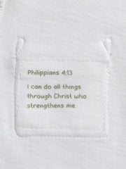 Holy Pals Bodysuit White Prayer Pocket Short Sleeve Bodysuit Cotton