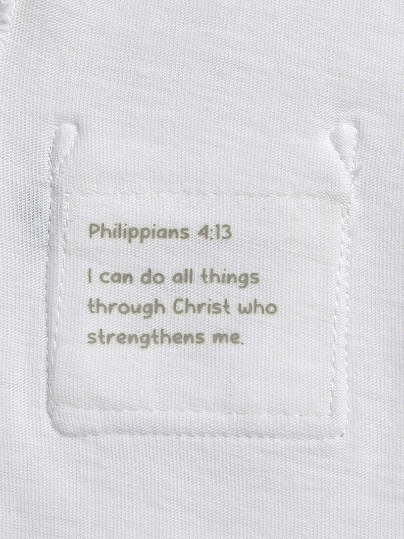 Holy Pals Bodysuit White Prayer Pocket Short Sleeve Bodysuit Cotton