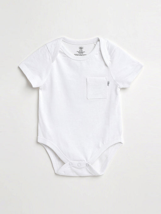 Holy Pals Bodysuit White Prayer Pocket Short Sleeve Bodysuit Cotton