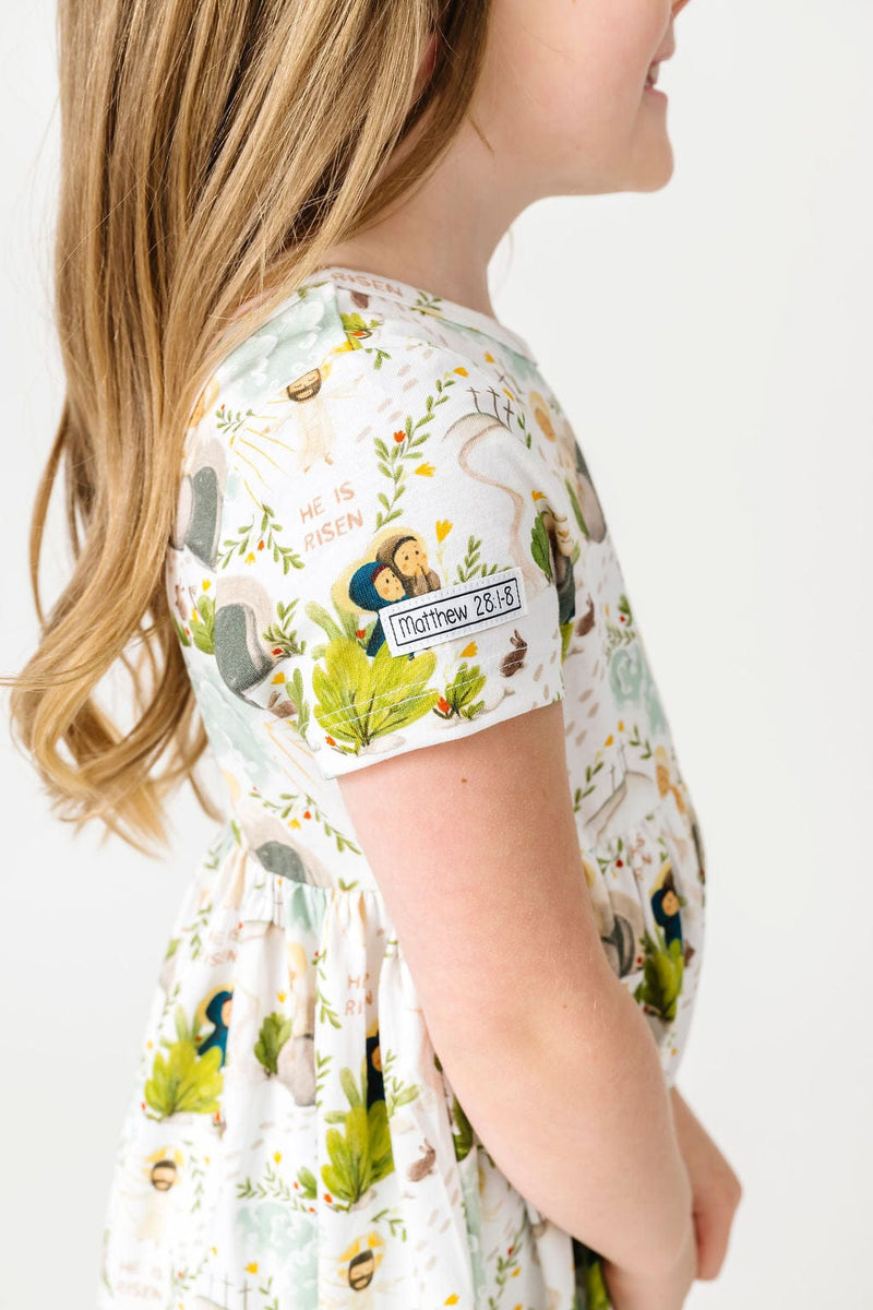 Holy Pals Dress He Is Risen Short Sleeve Twirl Dress Cotton