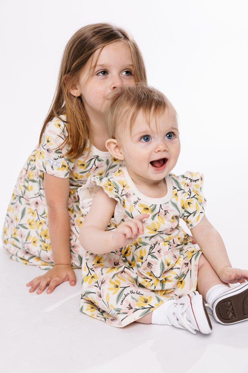 Holy Pals Dresses Consider the Lilies Short Sleeve Twirl Dress Bodysuit Cotton