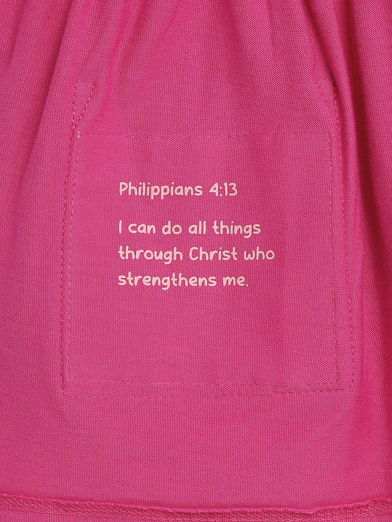 Holy Pals Dresses Fuchsia Prayer Pocket Short Sleeve Twirl Dress Bodysuit Cotton