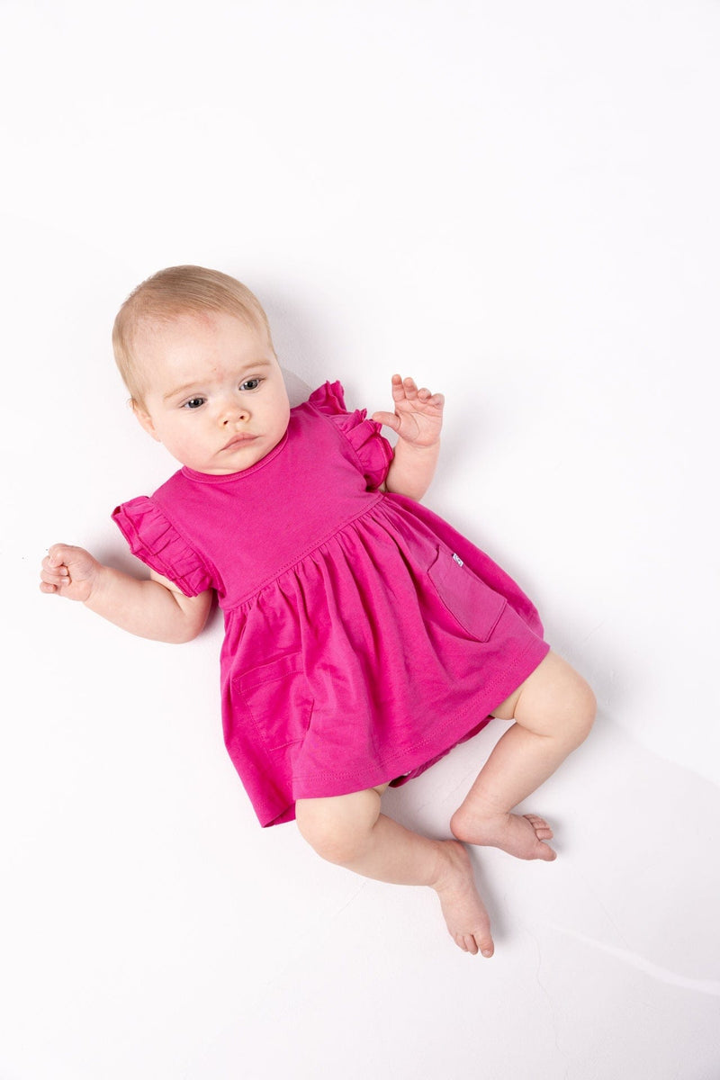Holy Pals Dresses Fuchsia Prayer Pocket Short Sleeve Twirl Dress Bodysuit Cotton