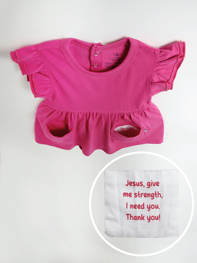 Holy Pals Dresses Fuchsia Prayer Pocket Short Sleeve Twirl Dress Bodysuit Cotton