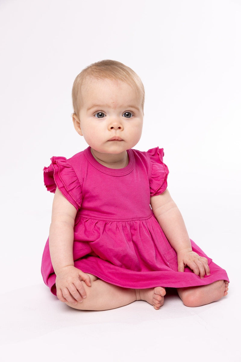 Holy Pals Dresses Fuchsia Prayer Pocket Short Sleeve Twirl Dress Bodysuit Cotton