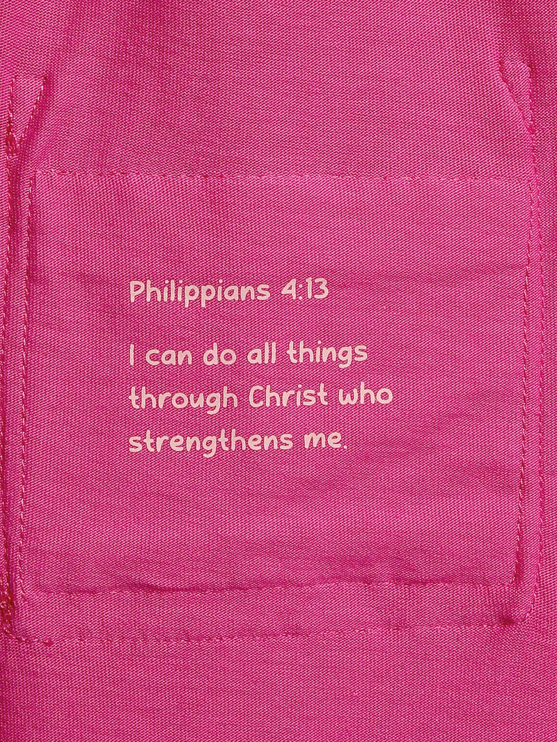Holy Pals Dresses Fuchsia Prayer Pocket Short Sleeve Twirl Dress Cotton