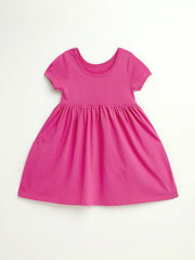 Holy Pals Dresses Fuchsia Prayer Pocket Short Sleeve Twirl Dress Cotton