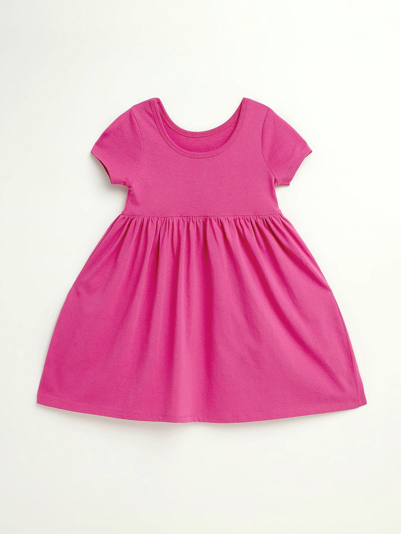 Holy Pals Dresses Fuchsia Prayer Pocket Short Sleeve Twirl Dress Cotton