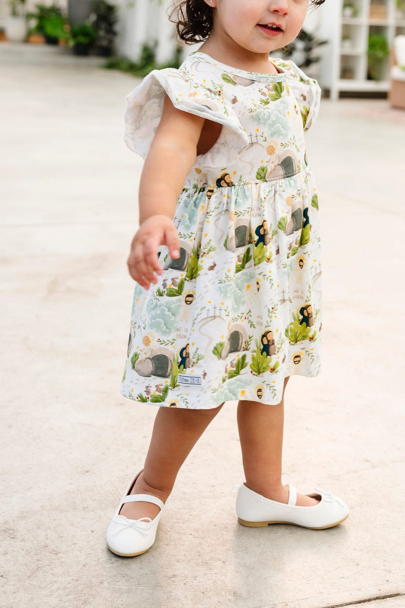 Holy Pals Dresses He Is Risen Short Sleeve Twirl Dress Bodysuit Cotton