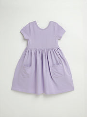 Holy Pals Dresses Lilac Prayer Pocket Short Sleeve Twirl Dress Cotton