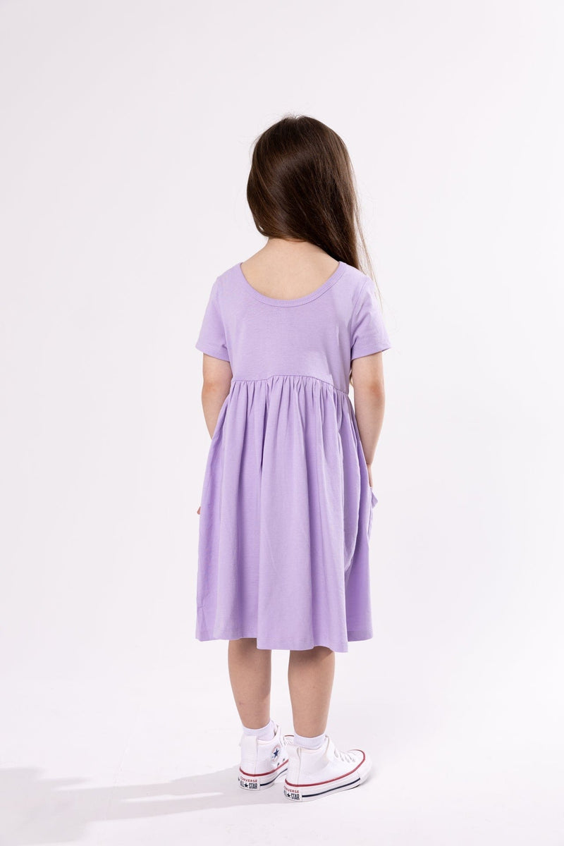 Holy Pals Dresses Lilac Prayer Pocket Short Sleeve Twirl Dress Cotton