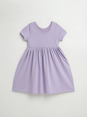 Holy Pals Dresses Lilac Prayer Pocket Short Sleeve Twirl Dress Cotton