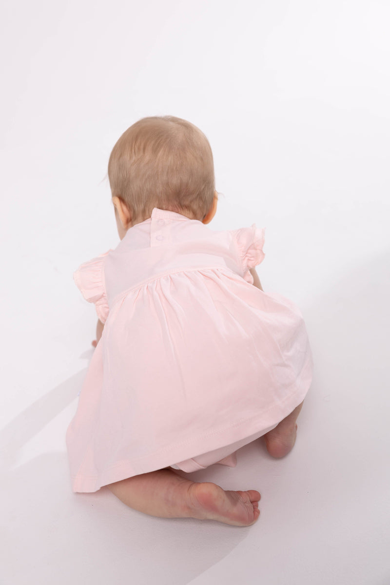 Holy Pals Dresses Pink Prayer Pocket Short Sleeve Twirl Dress Bodysuit Cotton