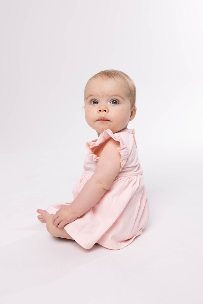 Holy Pals Dresses Pink Prayer Pocket Short Sleeve Twirl Dress Bodysuit Cotton