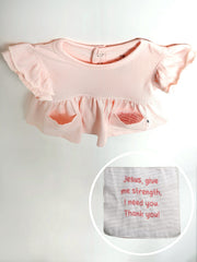 Holy Pals Dresses Pink Prayer Pocket Short Sleeve Twirl Dress Bodysuit Cotton