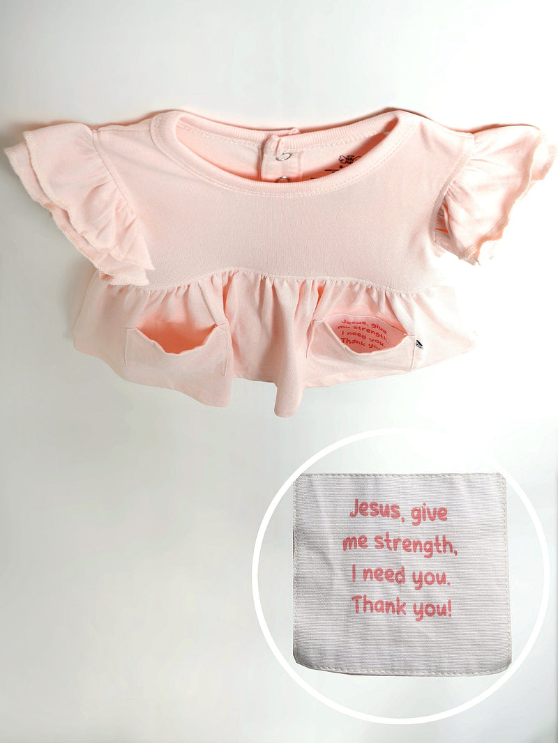 Holy Pals Dresses Pink Prayer Pocket Short Sleeve Twirl Dress Bodysuit Cotton