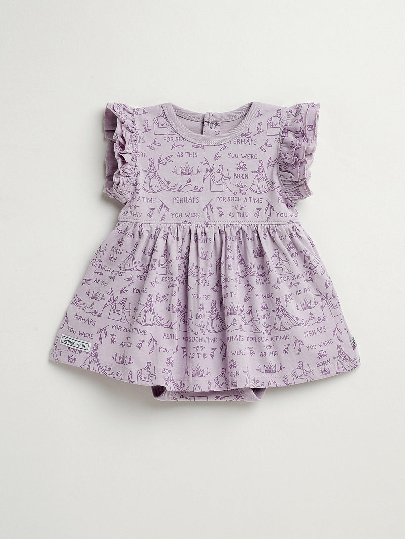Holy Pals Dresses Queen Esther Lavender Short Sleeve Twirl Dress Bodysuit Cotton