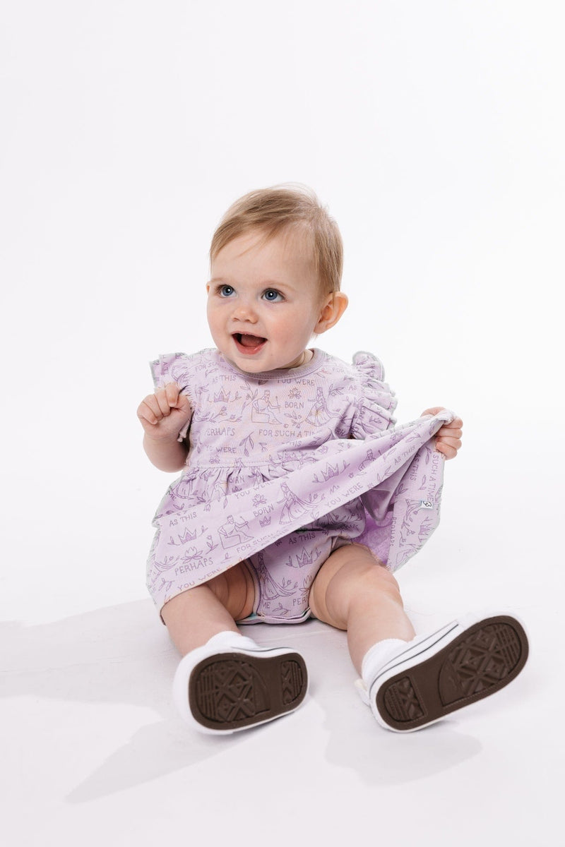 Holy Pals Dresses Queen Esther Lavender Short Sleeve Twirl Dress Bodysuit Cotton