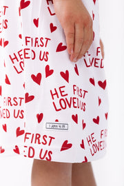 Holy Pals Girls Nightgowns He First Loved Us Red Nightgown Polyester