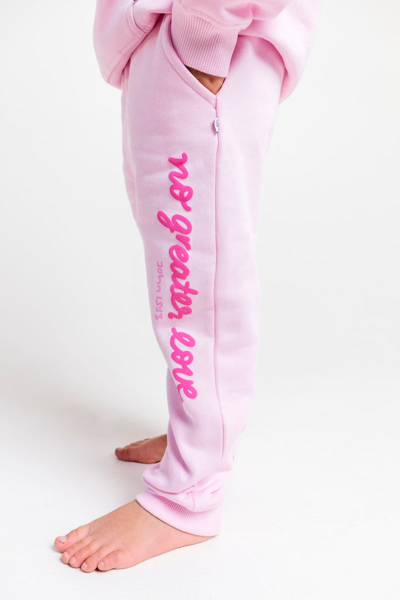 Holy Pals Jogger No Greater Love Pink Cotton Fleece Jogger