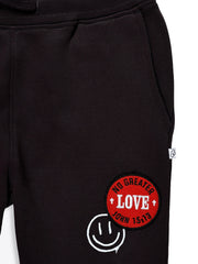 Holy Pals Jogger No Greater Love Vintage Washed Black Cotton Fleece Jogger