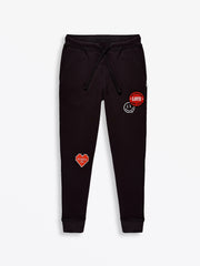 Holy Pals Jogger No Greater Love Vintage Washed Black Cotton Fleece Jogger