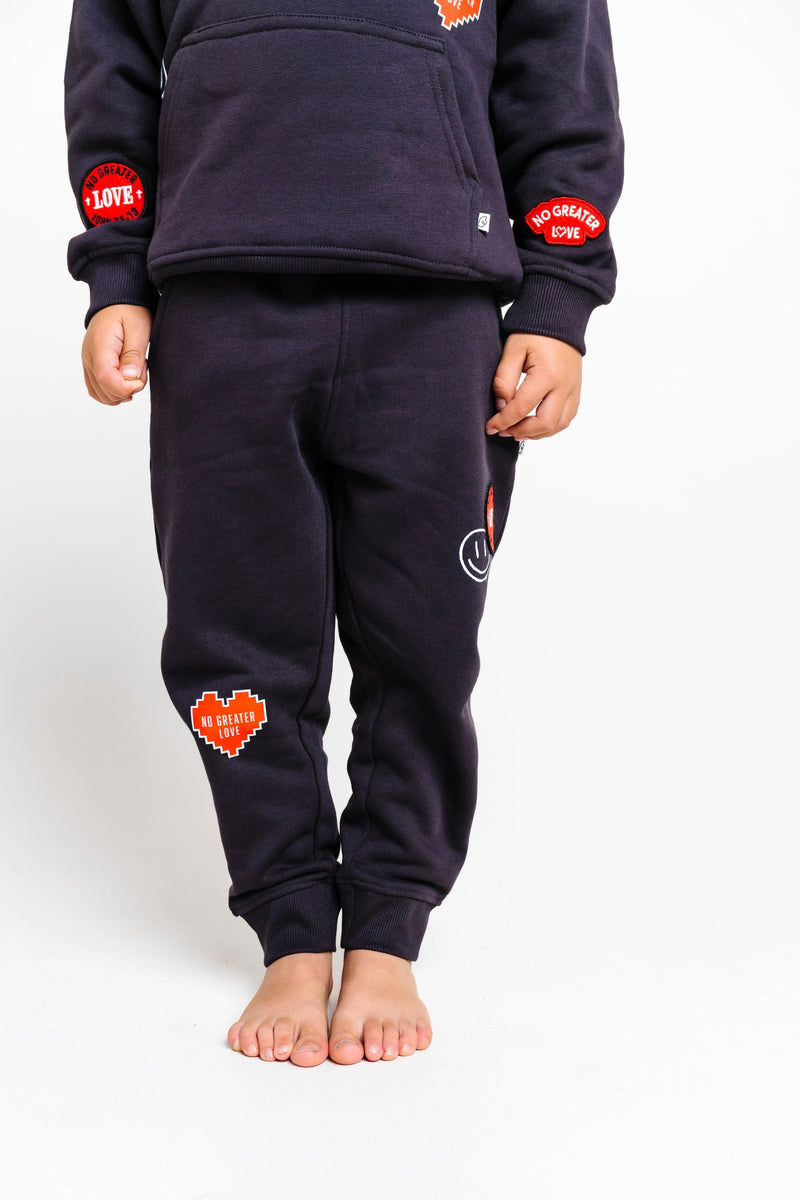 Holy Pals Jogger No Greater Love Vintage Washed Black Cotton Fleece Jogger