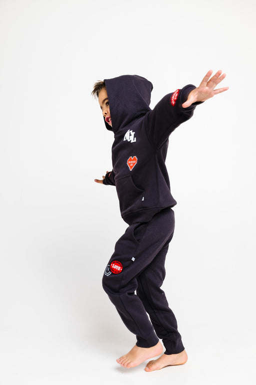 Holy Pals Jogger No Greater Love Vintage Washed Black Cotton Fleece Jogger