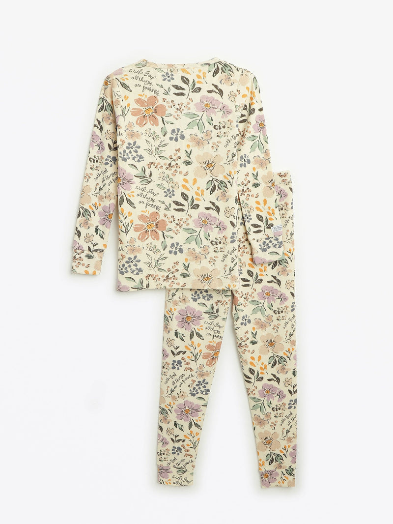 Holy Pals Long Sleeve Kids Pajama All Things Are Possible PJ Long Sleeve Set Ribbed Cotton-Bamboo Blend