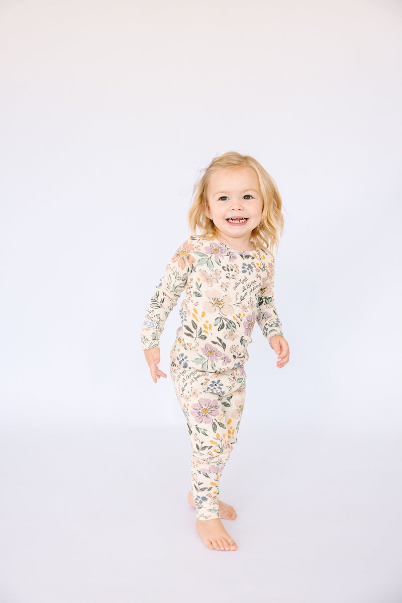 Holy Pals Long Sleeve Kids Pajama All Things Are Possible PJ Long Sleeve Set Ribbed Cotton-Bamboo Blend