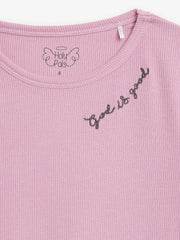 Holy Pals Long Sleeve Kids Pajama Solid Mauve PJ Long Sleeve Set Ribbed Cotton-Bamboo Blend