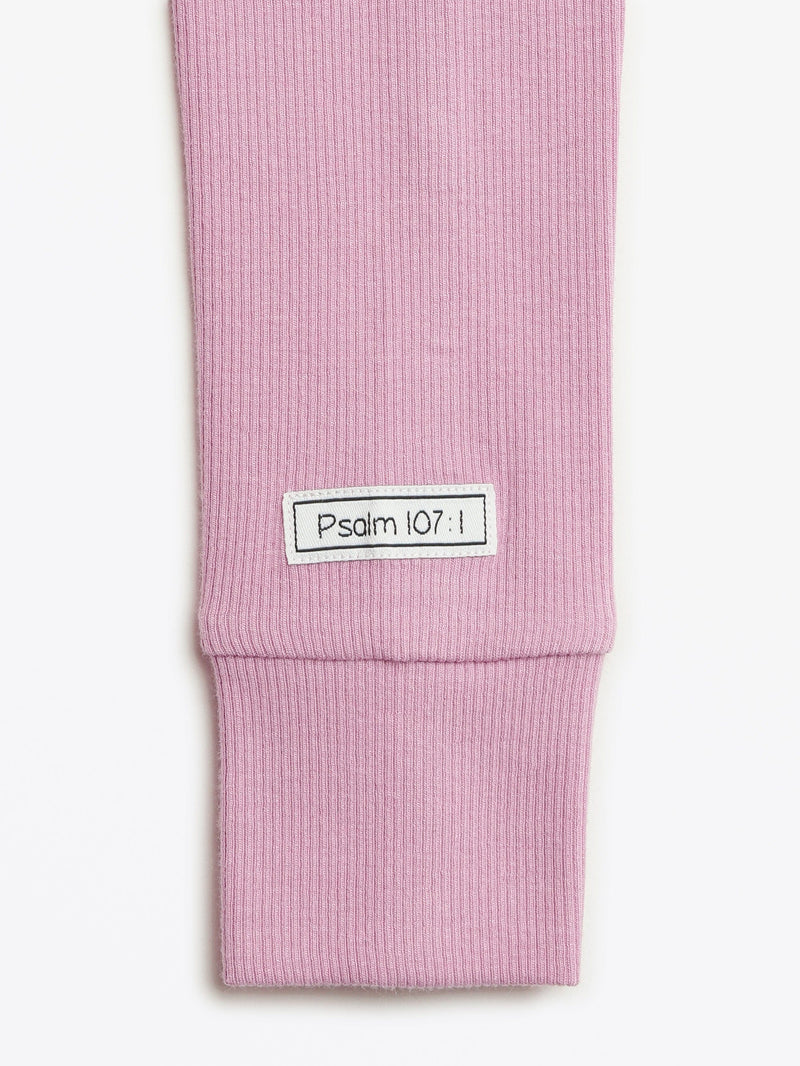 Holy Pals Long Sleeve Kids Pajama Solid Mauve PJ Long Sleeve Set Ribbed Cotton-Bamboo Blend