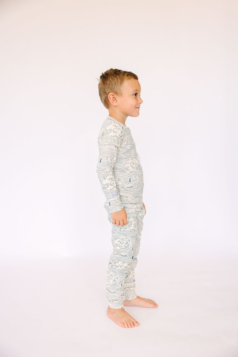 Holy Pals Long Sleeve Kids Pajama Walking on Water PJ Long Sleeve Set Ribbed Cotton-Bamboo Blend